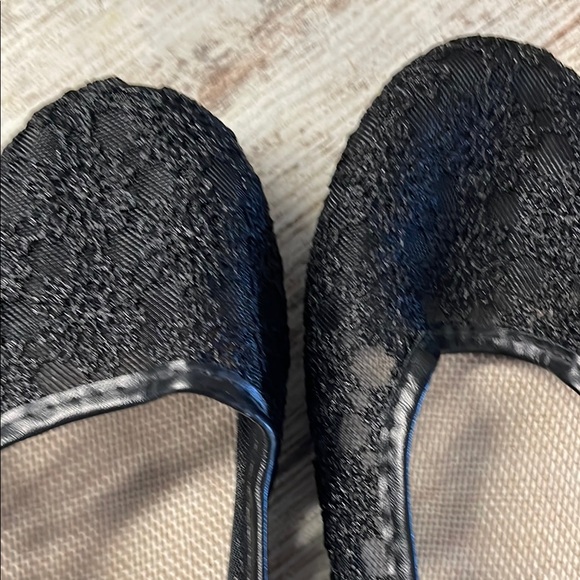 Black Textured Flats with Rounded Toe - Picture 7 of 10
